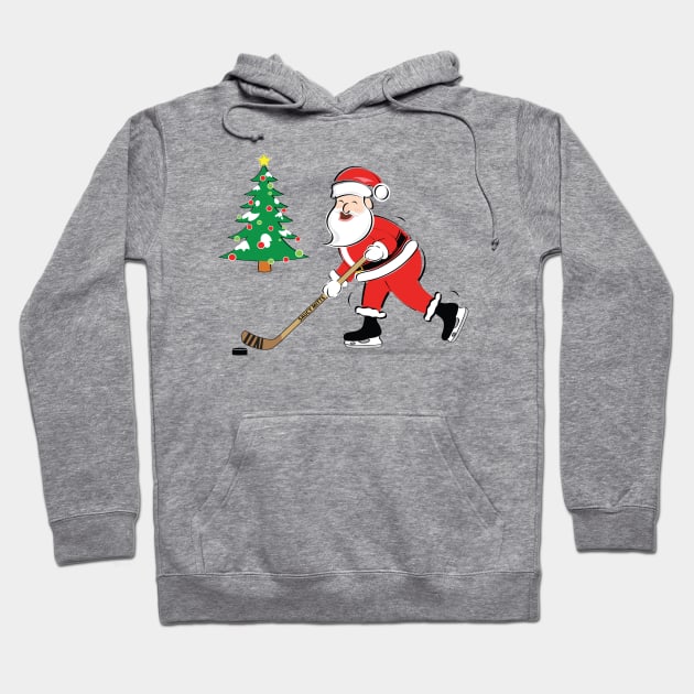 Hockey Santa and Christmas Tree Hoodie by SaucyMittsHockey